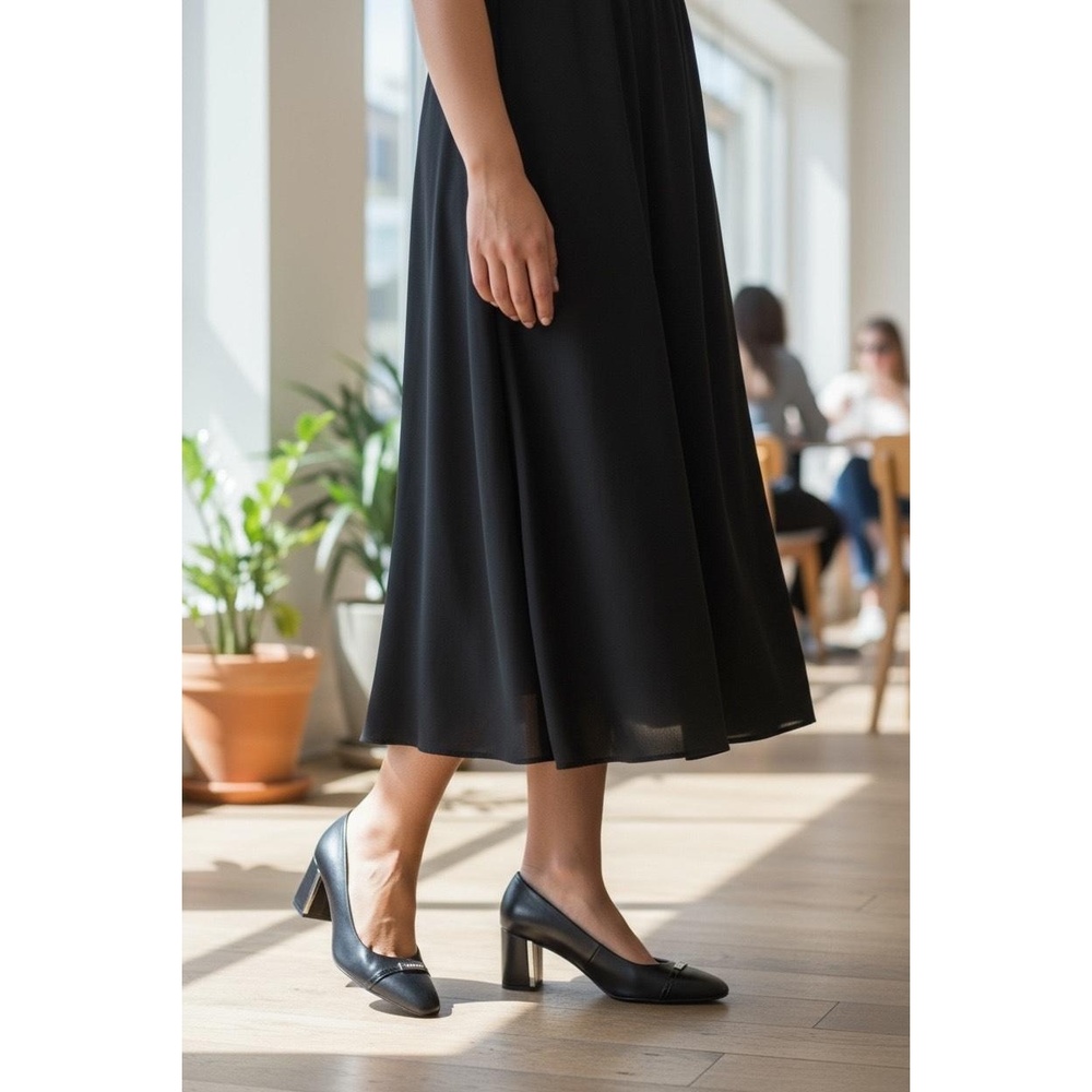 Calvin Klein Unesta Womens Black Pointed Toe Block Heel‎ Dress Pumps